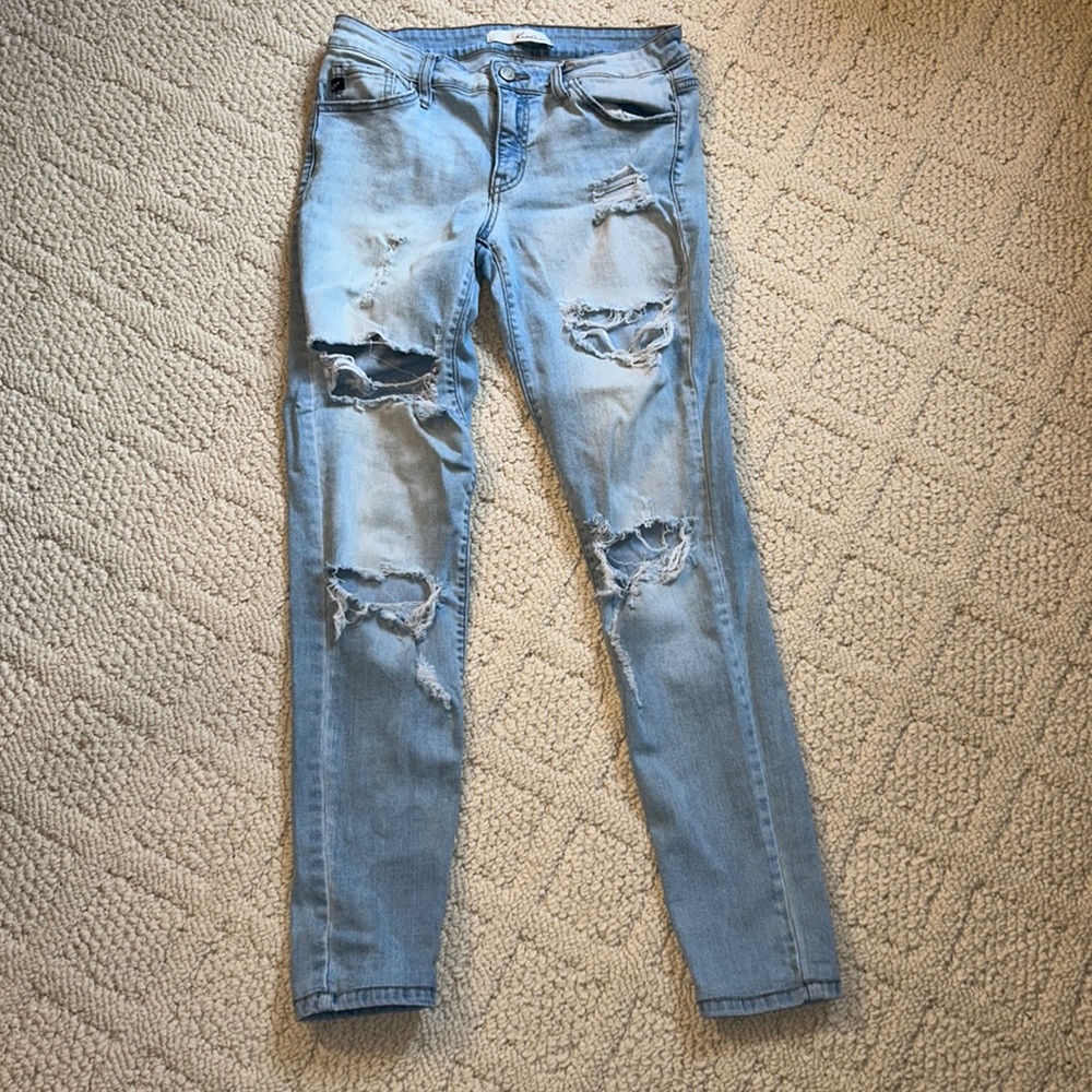 Size 28 light blue ripped skinny jeans